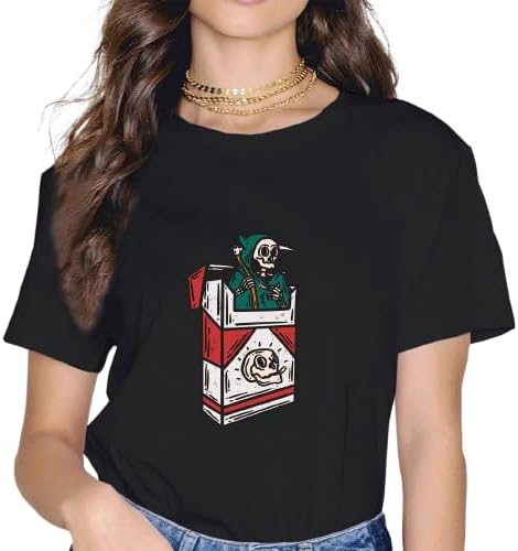 Unisex Skeleton in A Cigarette Pack Print T Shirt